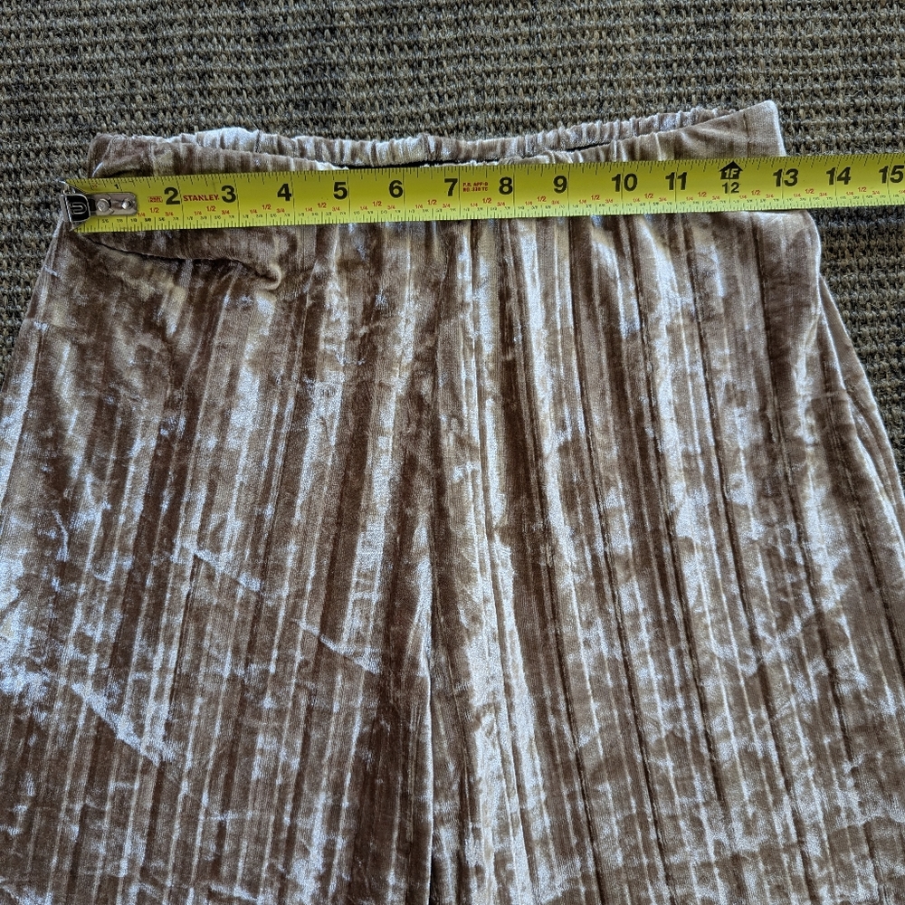 Free People Star Sign Ribbed Pleated Wide Leg Velvet Pants Xs Pre Owned - Picture 5 of 9